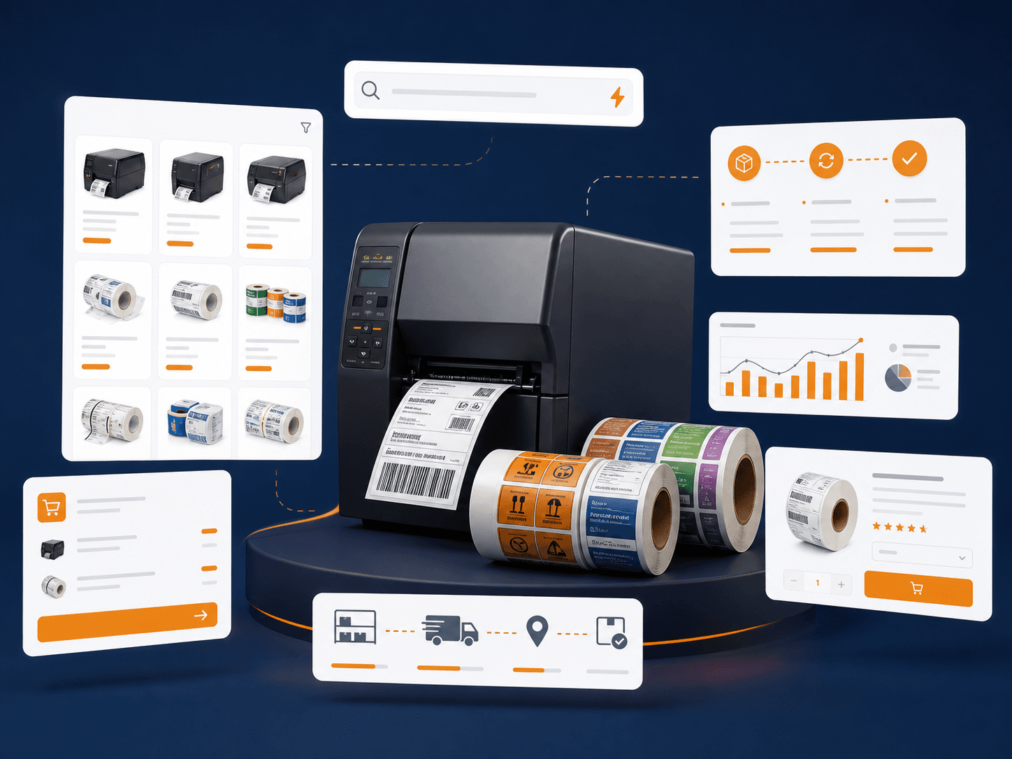 Large-scale label and printer e-commerce catalogue