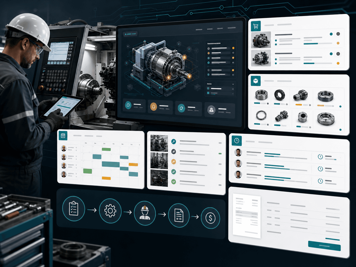 Industrial service, inventory, and workforce management dashboard